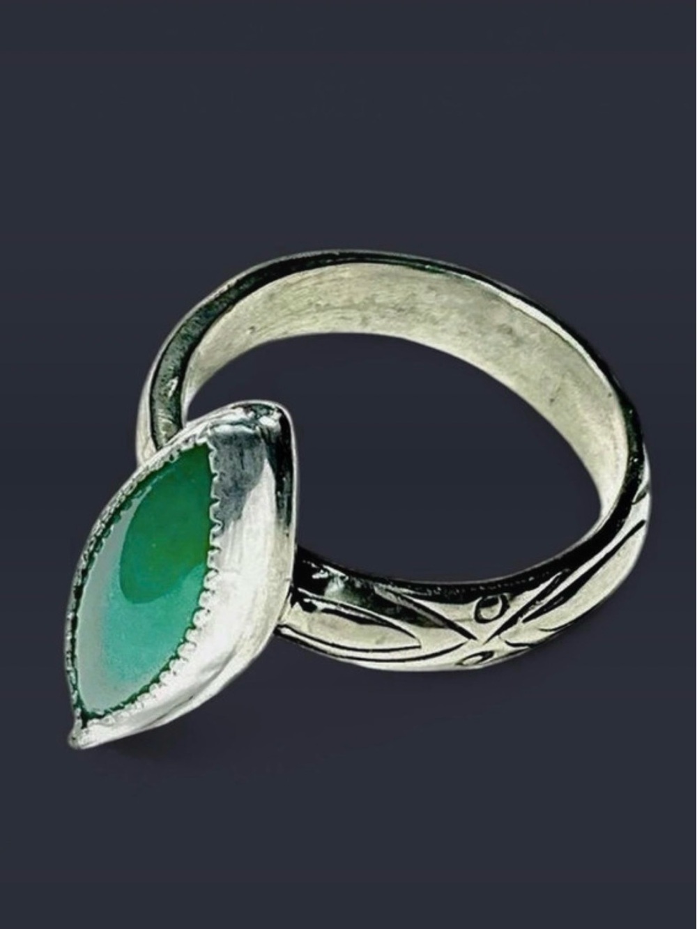 Green Chalcedony + Mixed Metal Ring (size 7)